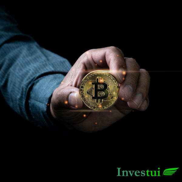 Belegger met Bitcoin.